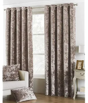 Samtoptik-Vorhang mit Ösen, 229x137 cm, Auster, Polyester