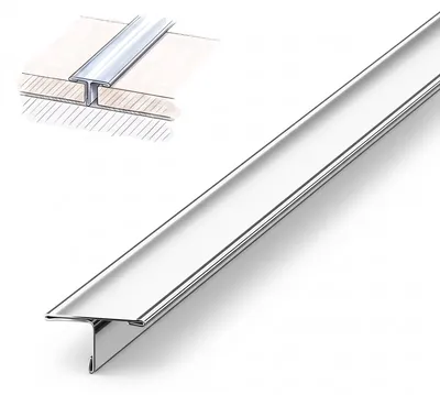 Zdjęcie produktu dla Profil dystansowy do płytek Dalsys T, długość 2,5 m, szerokość 15 mm, stal nierdzewna V2A, polerowana