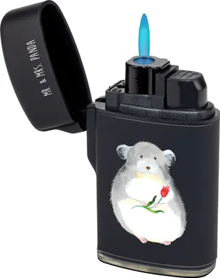 Produktbild von Mr. & Mrs. Panda sturmfeuerzeug Chinchilla Blume - Schwarz - Geschenk, Gasfeuerzeug, Feuerzeuge, Lustige Sprüche, Kummer, Feuerzeug, Glücklichsein, gasfeuerzeuge, Chaos