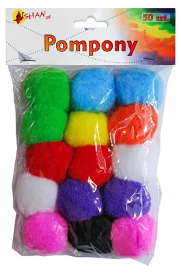 A package of colorful pompons.