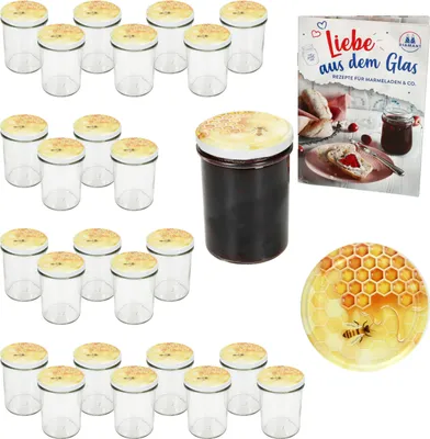 Immagine prodotto di set di 25 tumbler 230ml Vaso da conserva ALTO TO66 coperchio per miele Libretto di ricette