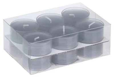 Produktbild von Teelichter in Kunststoffhülle Rauchblau 18/38mm, 12er-Pack