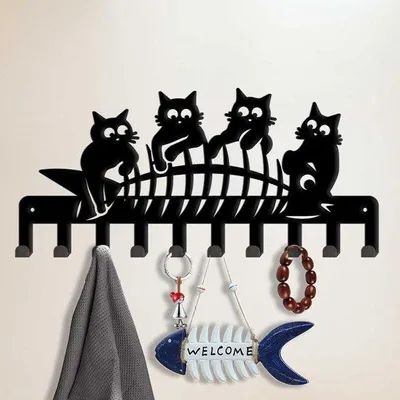 Produktbild von Famanu Schlüsselhalter – Schlüsselaufbewahrung – Schlüsselbrett – Katzenmotiv