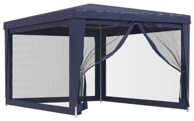 Image de vidaXL Tente de réception avec 4 parois latérales en maille bleue 3x4 m HDPE