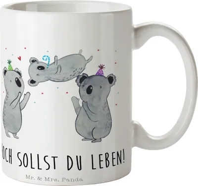 Produktbild von Mr. & Mrs. Panda Tasse Koalas Geburtstag - Weiß - Geschenk, Trinkbecher, Pott, Teetasse, Becher, Herzlichen Glückwunsch, Kaffeetasse, Happy Birthday, Geburtstage