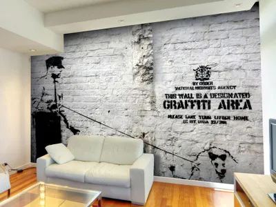 Produktbild von Vlies Fototapete 400x280 cm Tapeten Wandtapete XXL Banksy Graffiti Streetart h-A-0042-a-a