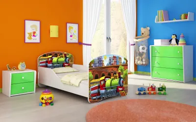 Produktbild von ACMA I Jugendbett Kinderbett Junior-Bett Komplett-Set mit Matratze Lattenrost Weiß 44 Lokomotive 160x80