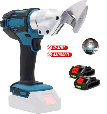 Obrázek produktu pro Akumulátorové nůžky na plech Elektrické nůžky na plech s tloušťkou střihu max. 3 mm, 2 baterie a nabíječka, na plech, koberce, látky, kůži