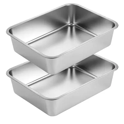 Produktbild von Quadratische Backform, 2er-Pack (32x22x7 cm), quadratische Kuchenform aus Edelstahl, geeignet für Backofen und Heißluftfritteuse