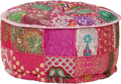 Obrázok produktu pre Patchwork taburetka z bavlny okrúhla 40x20 cm ružová