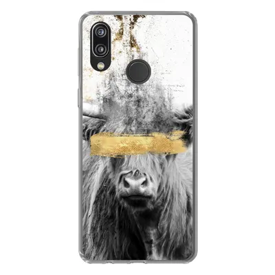Produktbild von MuchoWow® Handyhülle Schutzhülle Hülle für Huawei P20 Lite (2020) Schottischer Highlander - Gold - Abstrakt Silikon Softcase Handy Hülle - Kartenhalter