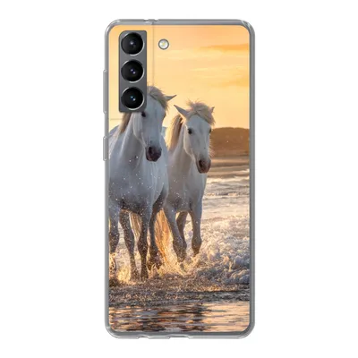 Produktbild von MuchoWow® Handyhülle Schutzhülle Hülle für Samsung Galaxy S21 Pferde - Wasser - Strand - Tiere Silikon Softcase Handy Hülle - Softcase