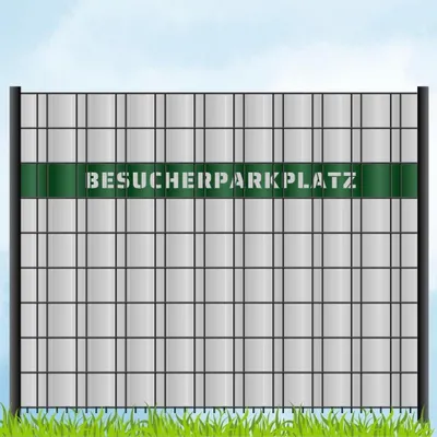Produktbild von zaun|zu Sichtschutzstreifen mit Laser Beschriftung "BESUCHERPARKPLATZ"  Doppelstab Grün 2,55m