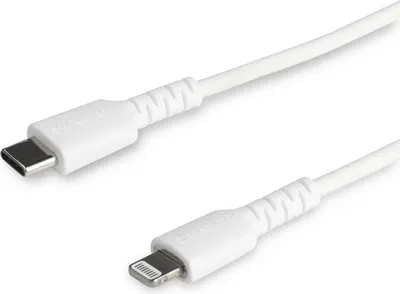Immagine prodotto di StarTech.com Cavo durevole da USB-C a Lightning da 1m bianco - Cavo di alimentazione/sincronizzazione in Fibra aramidica robusta per impieghi intensivi da USB tipo C a Lightening -  Apple MFi per iPad/iPhone 12