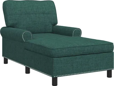 A studio shot of a teal chaise lounge.