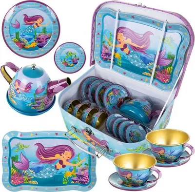Produktbild von Meerjungfrauen-Teeservice für Kinder - Metall, 9-teilig, BPA-frei