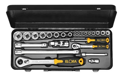 Produktbild von Elora Steckschlüssel-Satz 1/4" + 1/2", 6-kant, 25-teilig, ELORA-714-6MU