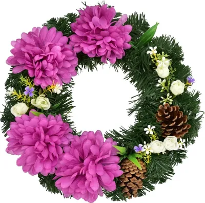 Produktbild von Herbstkranz mit lila Chrysanthemen Ø30 cm