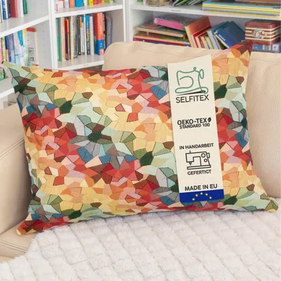 Produktbild von Selfitex Buntes Dekokissen inkl. Füllung, weiches Lesekissen, dekoratives Zierkissen, Sofakissen, Rückenkissen, Größe: 60x80, Muster: Palma