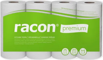 Productafbeelding van RACON 100602-02 Keukenrol, premium kwaliteit, wit, 2 lagen, 4 rollen à 64 vel