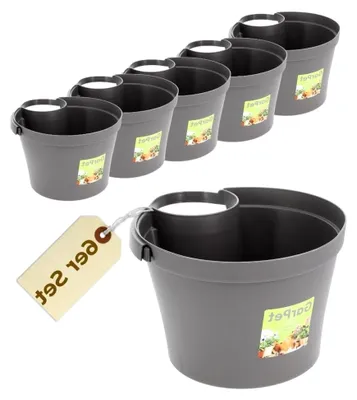Produktbild von 6er Set Fallrohr Blumentopf Fallrohr Blumentopf für Regenrohr Regenrinne Säule Pfosten Abflussrohr Hängetopf Pflanztopf Pflanzgefäß Grau 22x22x15 cm
