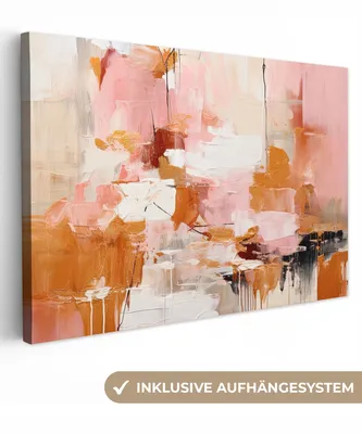 Obrázok produktu pre MuchoWow® - Plátno - Farba - Ružová - Oranžová - Abstraktné - Umenie, nástenné dekorácie, obrazy Obývacia izba, 120x80cm