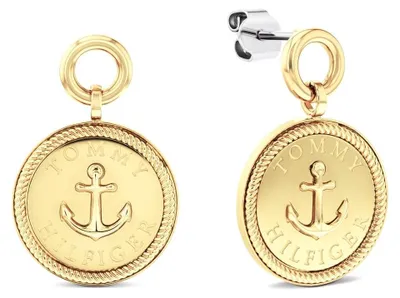 Zdjęcie produktu dla Tommy Hilfiger Gold-Plated Nautical Charm Earrings, Damski, Stal nierdzewna, Złoto