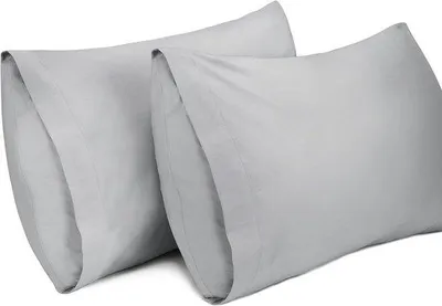 Produktbild von Famanu Kissenbezüge 2er-Set, 100% Baumwolle, 300 Fäden, atmungsaktiv, 40 x 60 cm, hellgrau