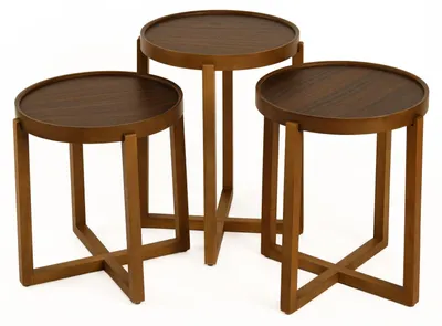 Produktbild von Skye Decor, Hochwertiger Nesting Tisch (3 Teile) - Walnuss, 100% Buchenholz, 1001