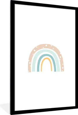 Produktbild von MuchoWow® Gerahmtes Poster Regenbogen - Kinder - Pastell - Tupfen - Baby 60x90 cm - Poster mit Schwarzem Bilderrahmen Wandposter Rahmen Foto Bilder - Dekoration - Wandposter Wohnzimmer - Hochwertig