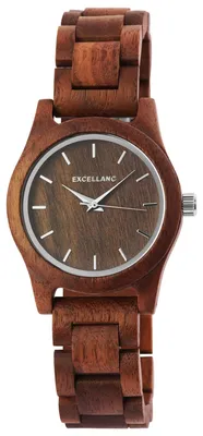 Produktbild von Excellanc 1800156-003 Analog Damenuhr aus Holz Dunklbraun