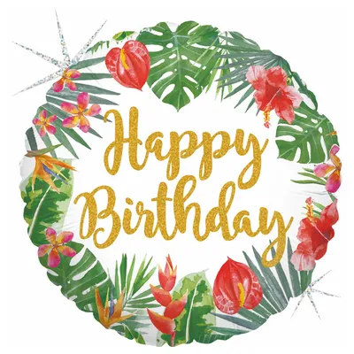 Immagine prodotto di Palloncino Karaloon Tropical Birthday in foil rivestito di alluminio