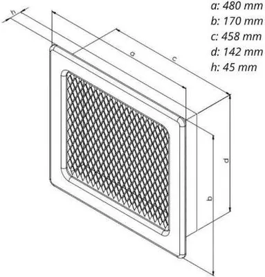 Obrázok produktu pre Krbový rošt s rámom a mriežkou LKM, 170 x 490 mm, lakovaný grafit 0721