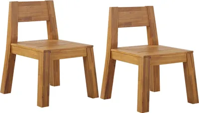 Zdjęcie produktu dla BELIANI Zestaw 2 krzeseł ogrodowych laminowane jasnobrązowy akacjowe rustykalny design do ogrodu na taras