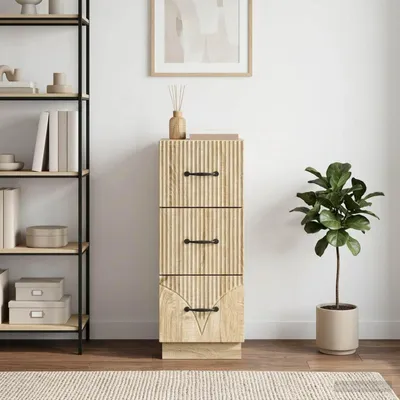 Image de vidaXL Armoire de rangement avec tiroirs, 33 x 34,5 x 87 cm, en panneaux de particules, imitation chêne Sonoma