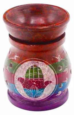 Imagen del producto de Quemador de Aceite de Esteatita 10cm - Hamsa - Cinco Colores