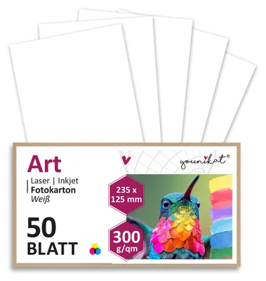 Produktbild von Blanko Postkarten im Maxi-Format I 50er Set I 300 g/m² I zum Selbstgestalten I 235 x 125 mm I DIY Grußkarten weiß I starker - dicker Karton zum beschreiben bemalen I dv957