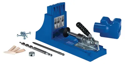 Image de KREG Jig K4 Starter Set ( K4 ) Kit complet d'assemblage pour charpentier en bois avec gabarit de perçage K4, Foret étagé, Embouts, vis et chevilles.