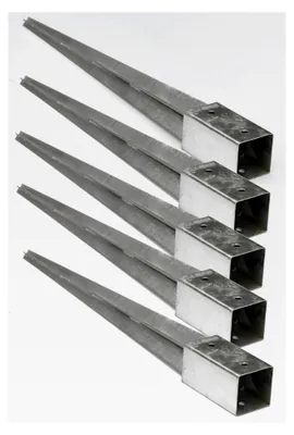 Produktbild von 5er Set Pfostenträger 70x70 mm Einschlaghülse Bodenhülse feuerverzinkt für Holzpfosten Zaunpfosten Holzzaun Lamellenzaun wetterfest ohne Betonieren