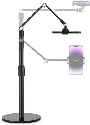 Image de Support réglable pour téléphone portable et tablette, compatible avec les appareils de 3,5 à 11 pouces, réglable en hauteur et en angle, base en fer stable, alliage d'aluminium