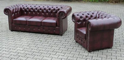 Immagine prodotto di Set di divani 3+1 Divano Chesterfield Divano in pelle Set di divani all'inglese