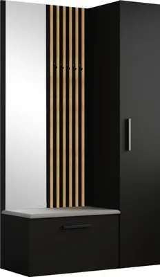 Produktbild von Masseno Garderobe-Set MODULO 120,6/204/40 cm Modern Garderobenschrank Schwarz