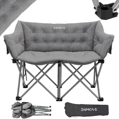 Produktbild von 24MOVE® Campingsofa DIADEMA Faltstuhl Outdoor Klappstuhl mit Seitentaschen, faltbar max. 300kg, grau