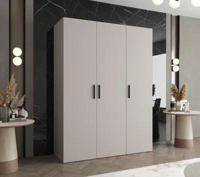 Obrázek produktu pro Prostorná šatní skříň HELMA 1 150 cm - kašmír / černé úchyty