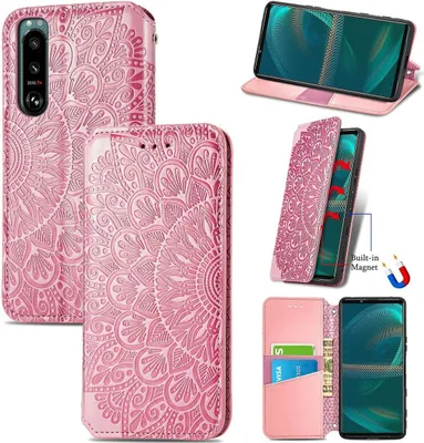 Productafbeelding van König Design hoesje, compatibel met Sony Xperia 5 III, kunstleren telefoonhoesje - telefoonhoesje, roze