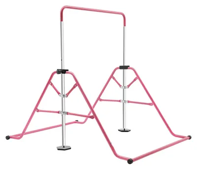 Produktbild von Kinder Turnreck - Junior Trainingsstange - Höhenverstellbar - Klappbar - Für Zuhause - Rosa
