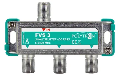 Zdjęcie produktu dla POLYTRON FVS 3, Rozdzielacz kabli, 5 - 2400 MHz, Metaliczny, Żeńska/Żeńska, 1 szt., F type