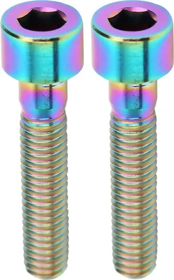 Productafbeelding van 2 stuks M6 x 30 mm schroeven voor fietsstuurvoorbuis, geschikt voor mountainbikes en racefietsen, voor het bevestigen van de headsetkap. Glanzende kleur