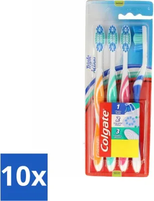 Image de Colgate Triple Action Brosse à dents Medium Lot de 4 - Pack avantage - 10 pièces