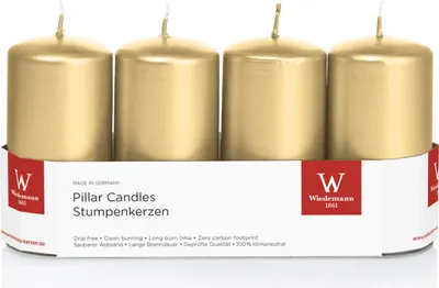 Productafbeelding van Wiedemann 218163.026 Stumpenkaars - 100 x 50 mm, 4 stuks, goud